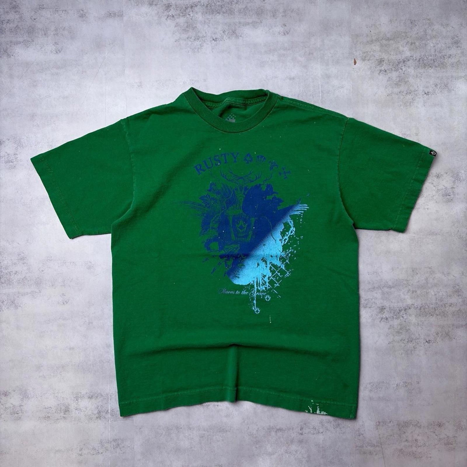 Y2k Green Rusty Grunge Skater Surf T-Shirt